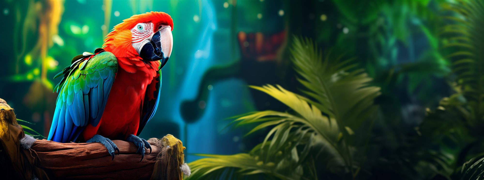 Colorful scarlet macaw in the Amazon rainforest